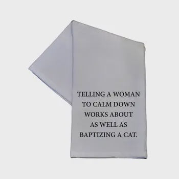 TEA TOWEL: BAPTIZING CAT - Tool Town USA