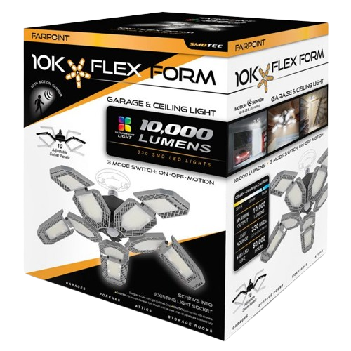 10K Flex Form Garage & Ceiling Light with Motion Sensor