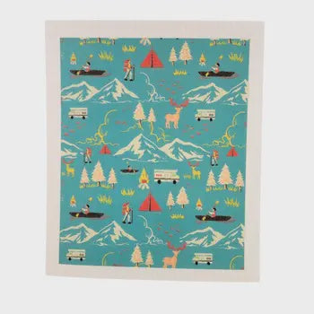 SWEDISH DISH CLOTH: SUMMER CAMPING COLLAGE