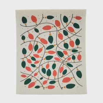 SWEDISH DISH CLOTH, CHRISTMAS LIGHTS