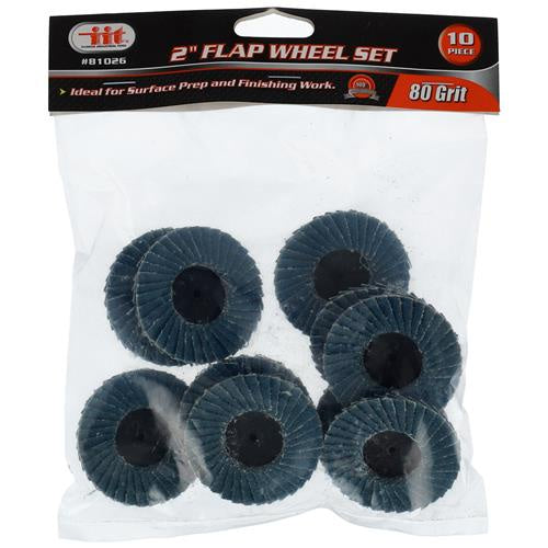 FLAP WHEEL, 2" 80G 10 PK