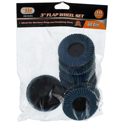 FLAP WHEEL, 3" 60G 10 PK