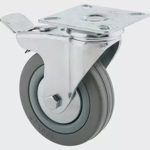 CASTER, 4" SWIVEL W/ DOUBLE BRAKE - Tool Town USA